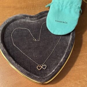 Tiffany Sterling Silver and Pink Gold Double heart Necklace